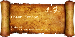 Anton Ferenc névjegykártya